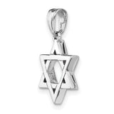 14k White Gold Star of David Pendant, Polished Openwork Magen David Charm, Unisex Religious Jewelry