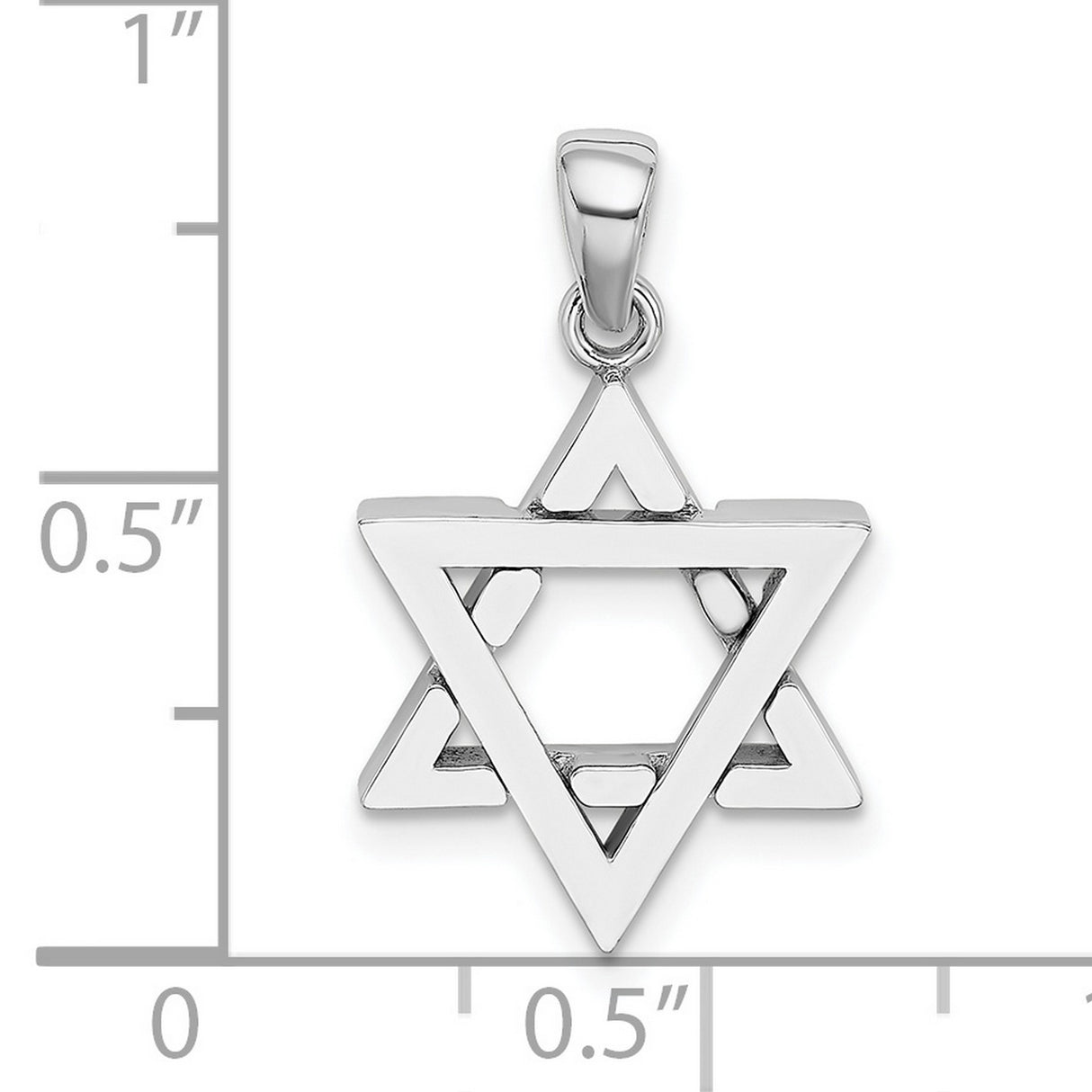 14k White Gold Star of David Pendant, Polished Openwork Magen David Charm, Unisex Religious Jewelry