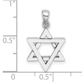 14k White Gold Star of David Pendant, Polished Openwork Magen David Charm, Unisex Religious Jewelry