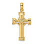 Polished X In Center of Cross Charm Pendant in Real 14k Yellow Gold