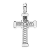 14k White Gold Cross Pendant with Rolled Edges and Open X Design