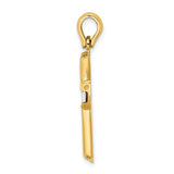Polished Cross Charm Pendant in Real 14k Multi-Tone Gold
