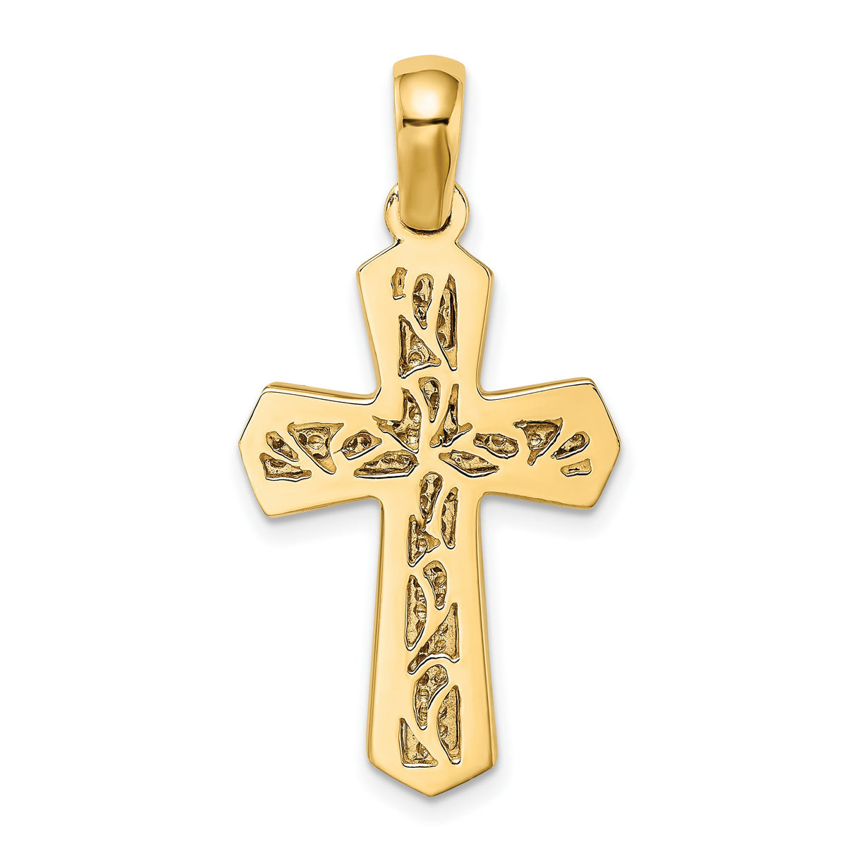 Polished Cross Charm Pendant in Real 14k Multi-Tone Gold