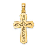 Polished Cross Charm Pendant in Real 14k Multi-Tone Gold