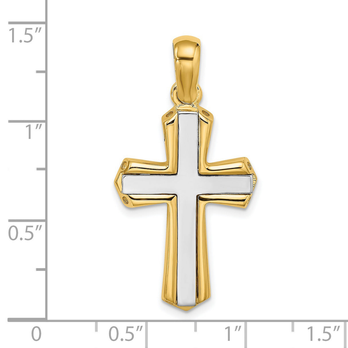 Polished Cross Charm Pendant in Real 14k Multi-Tone Gold