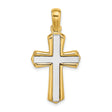 Polished Cross Charm Pendant in Real 14k Multi-Tone Gold