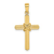 Polished X Center Cross Charm Pendant in Real 14k Yellow Gold