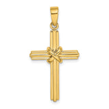 Polished X Center Cross Charm Pendant in Real 14k Yellow Gold