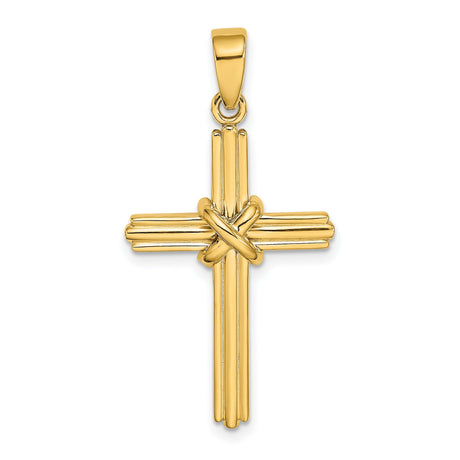 Polished X Center Cross Charm Pendant in Real 14k Yellow Gold