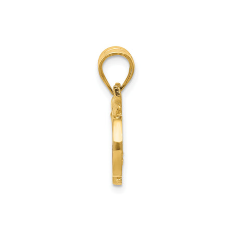 14k Yellow Gold Apple Pendant with Red Enamel and Gold Leaf Detail, Teacher Jewelry
