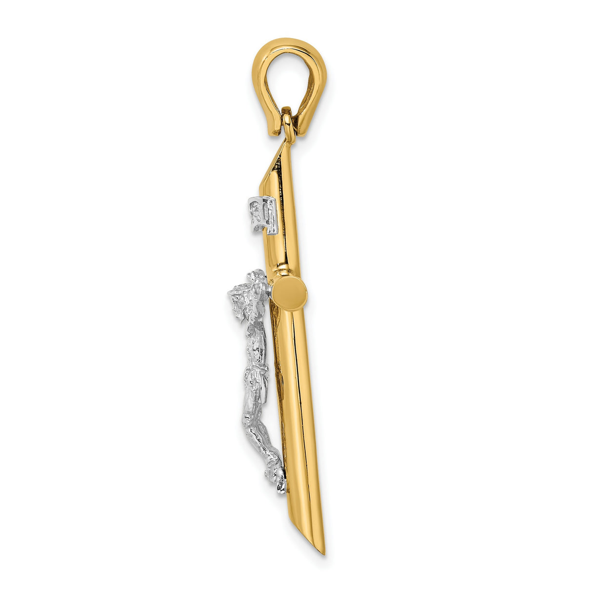 Polished Crucifix Charm Pendant in Real 14k Multi-Tone Gold