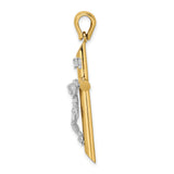 Polished Crucifix Charm Pendant in Real 14k Multi-Tone Gold