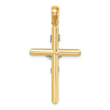 Polished Crucifix Charm Pendant in Real 14k Multi-Tone Gold