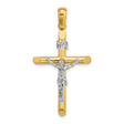 Polished Crucifix Charm Pendant in Real 14k Multi-Tone Gold