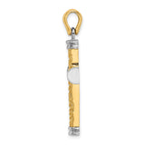 Scroll and Double Endcaps Cross Charm Pendant in Real 14k Multi-Tone Gold