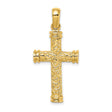 Scroll with Double Endcaps Cross Charm Pendant in Real 14k Yellow Gold