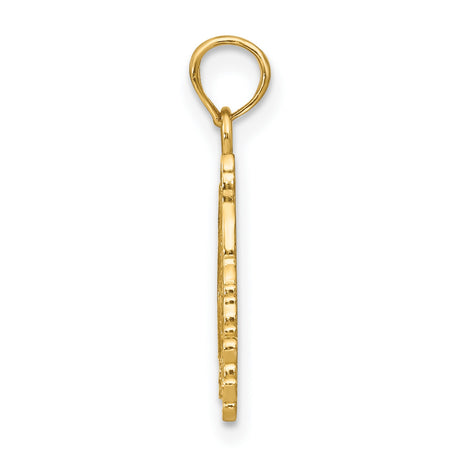 14k Yellow Gold Santa Claus Pendant with Textured Face and Hat Design