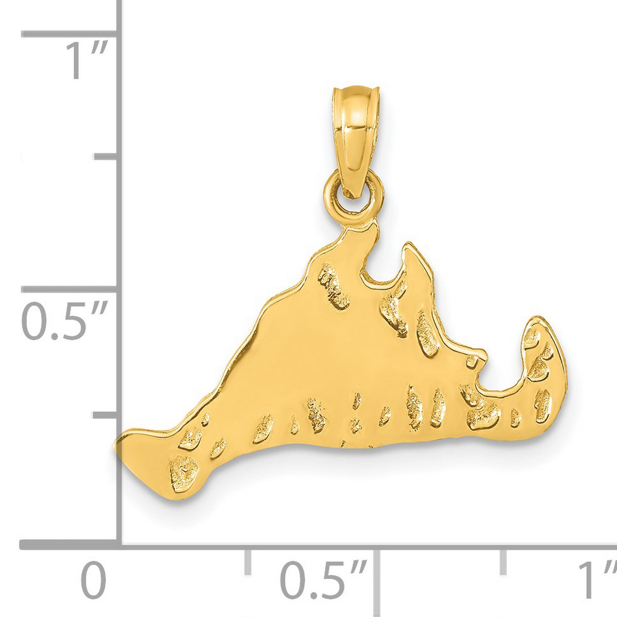 14k Yellow Gold Marthas Vineyard Pendant, Detailed Island Outline Charm, Coastal Map Jewelry
