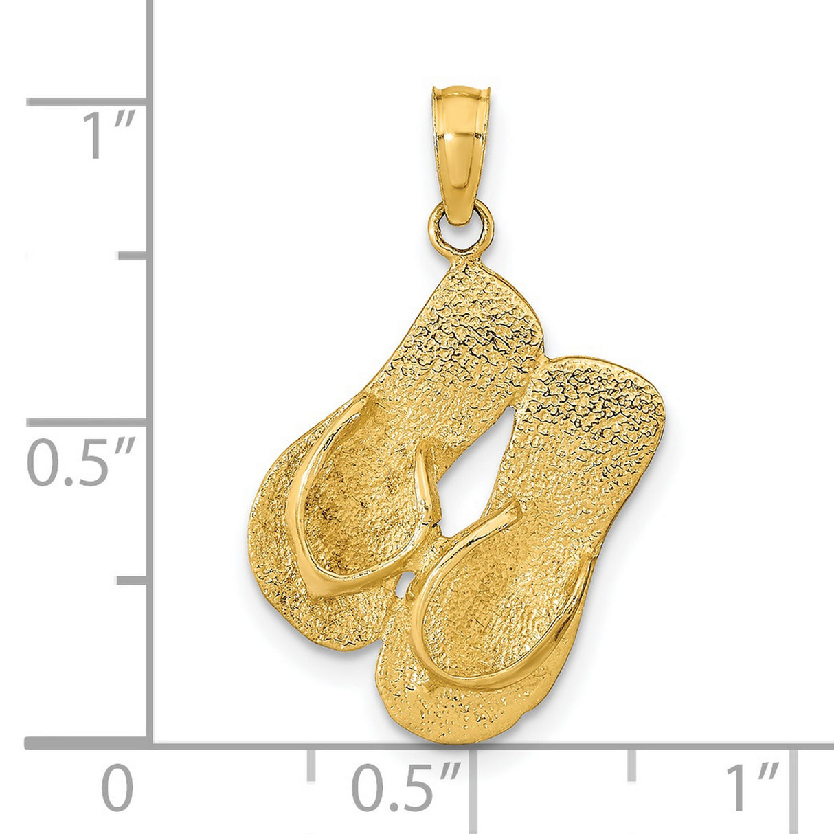 14k Yellow Gold Flip Flop Pendant, Textured Beach Charm, Coastal Style Jewelry for Women or Unisex