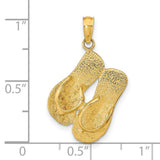14k Yellow Gold Flip Flop Pendant, Textured Beach Charm, Coastal Style Jewelry for Women or Unisex