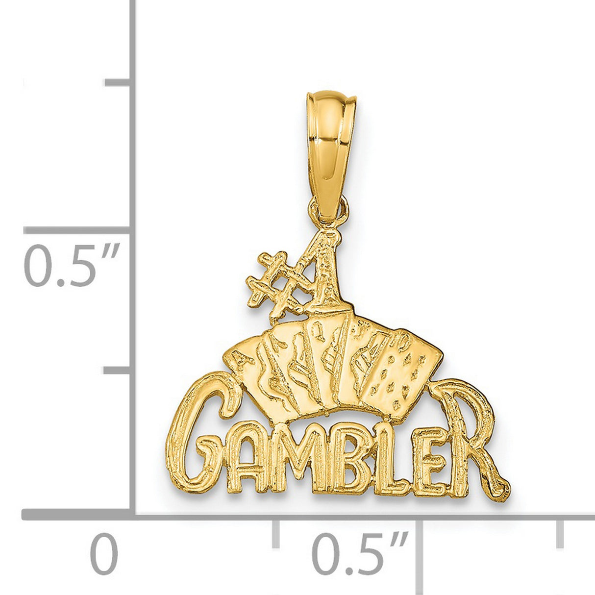 14k Yellow Gold Gambler Pendant with Playing Cards and Dice, Casino Style Charm for Men or Unisex