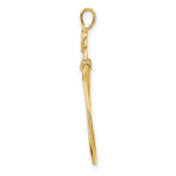 14k Yellow Gold Rosary Holder Pendant with Open Loop, Floral Catholic Charm for Women