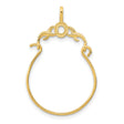 14k Yellow Gold Rosary Holder Pendant with Open Loop, Floral Catholic Charm for Women