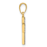 Diamond-Cut Cross Charm Pendant in Real 14k Multi-Tone Gold
