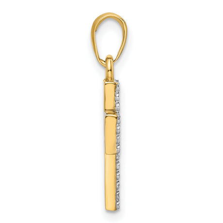 14k Multi-Tone Gold Cross Pendant with Diamond-Cut Open Center Design