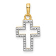 Diamond-Cut Cross Charm Pendant in Real 14k Multi-Tone Gold