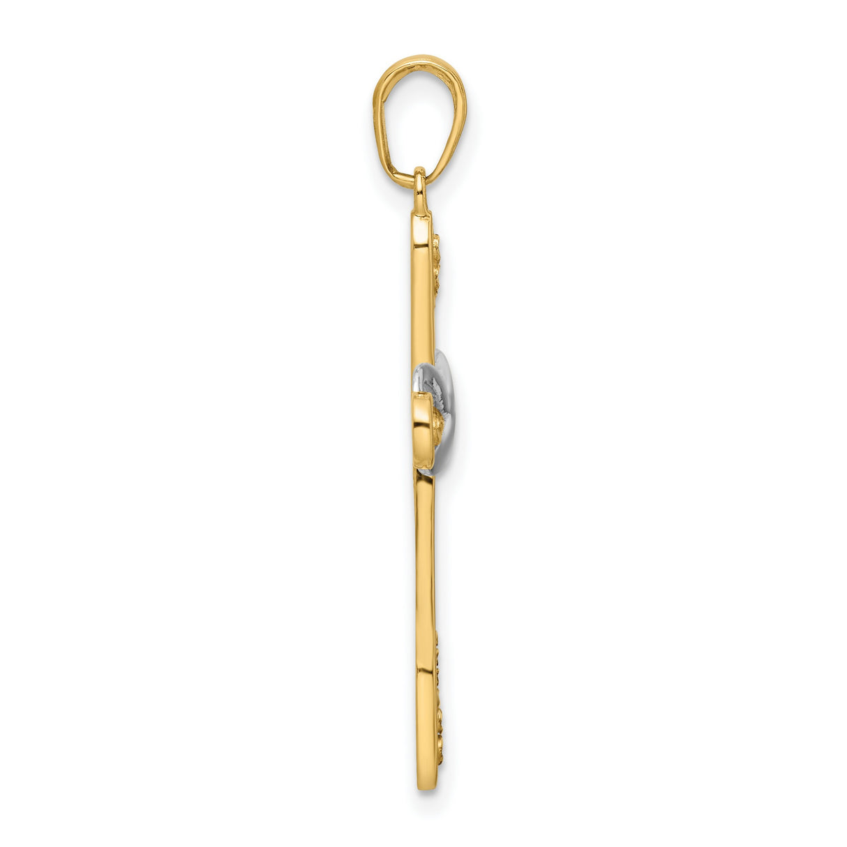 Diamond-Cut Cross Infinity Charm Pendant in Real 14k Multi-Tone Gold