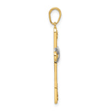 Diamond-Cut Cross Infinity Charm Pendant in Real 14k Multi-Tone Gold