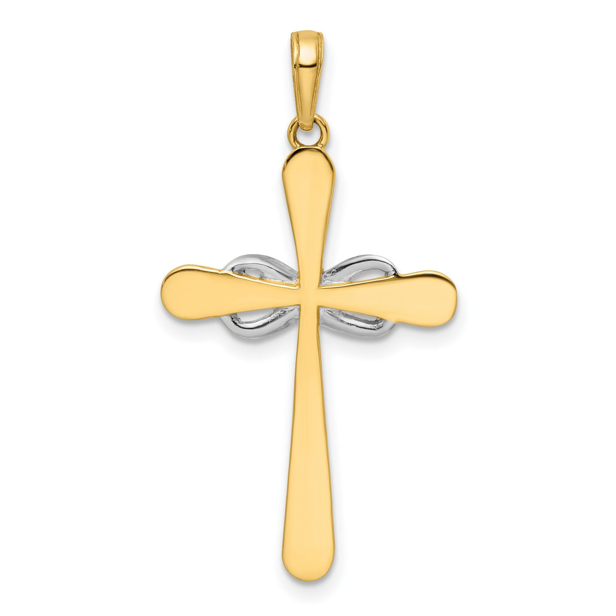 Diamond-Cut Cross Infinity Charm Pendant in Real 14k Multi-Tone Gold