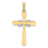 Diamond-Cut Cross Infinity Charm Pendant in Real 14k Multi-Tone Gold