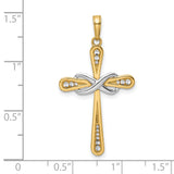 Diamond-Cut Cross Infinity Charm Pendant in Real 14k Multi-Tone Gold