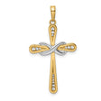 Diamond-Cut Cross Infinity Charm Pendant in Real 14k Multi-Tone Gold
