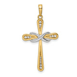 Diamond-Cut Cross Infinity Charm Pendant in Real 14k Multi-Tone Gold