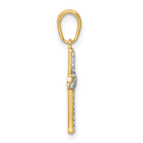 14k Multi-Tone Gold Cross Pendant, Diamond Cut Religious Jewelry for Men and Women