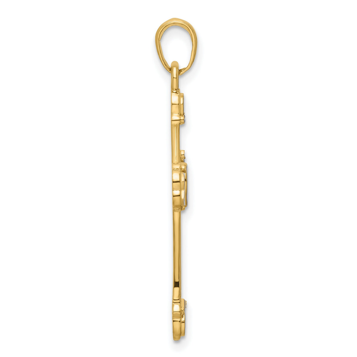 Diamond-Cut Cross with Hearts Charm Pendant in Real 14k Multi-Tone Gold