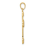 Diamond-Cut Cross with Hearts Charm Pendant in Real 14k Multi-Tone Gold