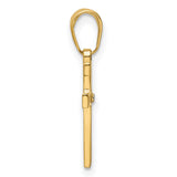 Diamond-Cut Cross Charm Pendant in Real 14k Multi-Tone Gold