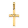 Diamond-Cut Cross Charm Pendant in Real 14k Multi-Tone Gold