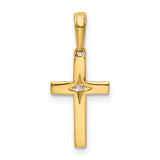Diamond-Cut Cross Charm Pendant in Real 14k Multi-Tone Gold