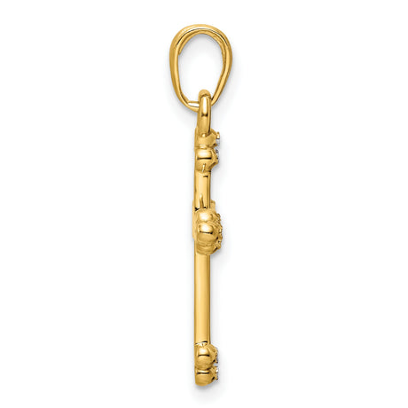 14k Multi-Tone Gold Cross Pendant with Diamond Cut Details, Religious Charm for Men and Women