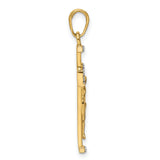 Diamond-Cut Crucifix Charm Pendant in Real 14k Multi-Tone Gold
