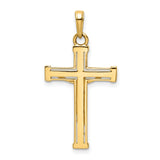 Diamond-Cut Crucifix Charm Pendant in Real 14k Multi-Tone Gold
