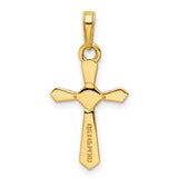 Diamond-Cut Cross Charm Pendant in Real 14k Multi-Tone Gold