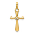 Diamond-Cut Cross Charm Pendant in Real 14k Multi-Tone Gold