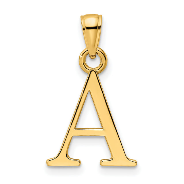 14k Yellow Gold Letter A Pendant, Real Gold Initial Charm, Classic Alphabet Jewelry for Women and Unisex