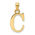 14k Yellow Gold C Pendant Charm, Polished Serif Initial Letter, Unisex Monogram Jewelry